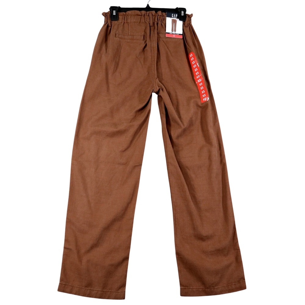 GAP Easy Twill Pant Womens XS Brown Paperbag Waist Wide Leg Casual Everyday